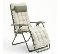CASABEL chaise pliante Zéro Gravité Vert sauge avec coussin, fauteuil extérieur inclinable et confortable, Acier et toile Textilene