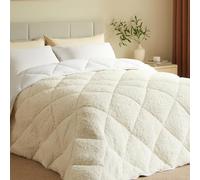 CASABEL Couette Sherpa 220x240 cm, 450 GSM Polaire Réversible - Face Sherpa Douillette ou Microfibre Fraîche - Respirante, Thermorégulatrice, Lavable