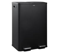 CASABEL Poubelle Cuisine 2x30L, 100% Inox Noir Anti-Traces, Double compartiment pour Tri sélectif, 2 pédales