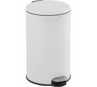CASABEL Poubelle Cuisine 50L - 100% Acier Inoxydable, Anti-Traces de Doigts, Corbeille Ronde avec Pédale et Couvercle, Blanche