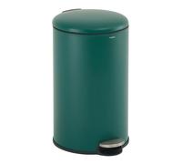 CASABEL Poubelle Cuisine Ronde 50L, Acier Inoxydable, Vert Foncé | Poubelle salle de bain avec Poignée, Ouverture à pédale, Fermeture douce, Acier inox anti-traces, Anneau maintien du sac