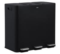 CASABEL Poubelle Tri Sélectif 3x20L, Acier Inox Noir, Poubelle 60L Recyclage à Pédales, Anti Odeurs, Poubelle Tri Selectif 3 Bac