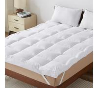 CASABEL Surmatelas Moelleux 180 x 200 cm Extra Épais Microfibre Respirante avec Liseré Blanc - Design Antidérapant - 4 Bandes Élastiques - Ultra Moelleux, Anti-Acariens - Idéal pour Matelas 2 Places
