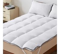 CASABEL Surmatelas Moelleux et Respirant, 140x190cm, Blanc | Confort moelleux, 600g/m², Piquage carreaux, Hypoallergénique, 4 élastiques de maintien, Lavable en machine