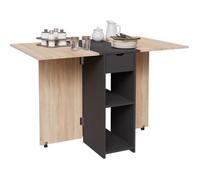 CASABEL - Table à Manger Pliable, Centre Noir et Plateau Bois Clair, 2-4 Pers - Gain de Place pour Salle à Manger, Cuisine