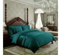 Casabella Parure de lit de Luxe en Velours écrasé avec Housse de Couette et taie d'oreiller, pour lit Double, en Velours écrasé Jade