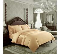 Casabella Parure de lit de Luxe en Velours écrasé avec Housse de Couette et taie d'oreiller pour très Grand lit, Beige