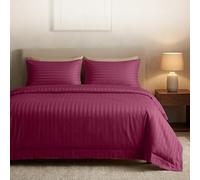 Casabella Parure de lit Simple en Satin rayé de qualité hôtelière - Bordeaux
