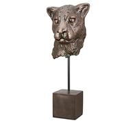 Casablanca Figurine décorative Sculpture léopard tête sur Socle XL - 3D tête d'animal Statue en résine - Couleur : Bronze Hauteur 46 cm