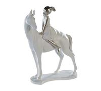 Casablanca Figurine Fille sur Cheval 25 cm Blanc argenté Fille sur Cheval Sculpture