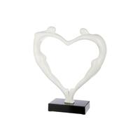 Casablanca Grande Figurine décorative en Forme de cœur XXL - Figurine de Couple en résine marbrée Couleur : Blanc - Décoration Cadeau de Mariage Hauteur 55 cm