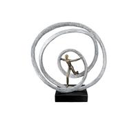 Casablanca Grande Statuette décorative XL - Figurine décorative en résine - Couleur : Argent Blanc - Décoration de Salon - Cadeau d'anniversaire - Hauteur 35 cm