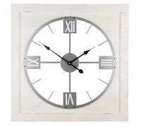 Casablanca Horloge Murale Vintage - MDF - Métal - Carré - Hauteur 71 cm x Largeur 71 cm - Crème - Piles Non incluses