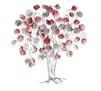 Casablanca Objet Mural décoratif Love Tree - Tableau en métal XXL Arbre avec Feuilles - Décoration Murale pour Salon - Couleurs : Rouge, Gris, argenté - 80 x 72 cm