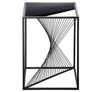 Casablanca Ray Table d'appoint carrée en Verre et métal Noir Hauteur 51 cm Largeur 48 cm