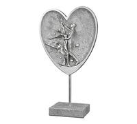 Casablanca Sculpture décorative en Forme de Couple Dansant au cœur en résine - Accessoires et décoration - Cadeau de Mariage Anniversaire - Couleur : Argent avec Paillettes - Hauteur 30 cm