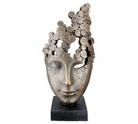 Casablanca Sculpture design Masque féminin Hauteur 32 cm Largeur 15 cm Visage abstrait Femme Cercle Tête Salon Sculptures Décoration Moderne