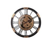 Casablanca Setoria Horloge Murale Ronde Ø 68 cm Motif Roue dentée Doré/Noir Plastique/MDF/métal Piles Non incluses