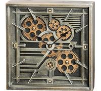 Casablanca Stand-/ Tischuhr, Wanduhr, quadratisch, "Quadro", Zahnradmotiv, Kunststoff, Metall, schwarz, silberfarben, , L. 7 cm, B. 27 cm, H. 27 cm 52654