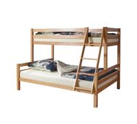 CasaDolce Lit superposé ONTORO, naturel, 208 x 148 x 150 cm, bois de hêtre massif, un lit 90 x 200 cm, un lit 140 x 200 cm, sans matelas
