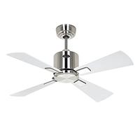 Ventilateur de plafond à basse consommation avec télécommande Eco Neo III WiFi 92 cm Chrome brossé pales Blanc / Gris clair