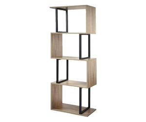 Casâme Bibliothèque 4 Niveaux - Rangement Pratique - Décor Bois - Montants Métal - Style Indus - pour Salon, Salle à Manger - L60 cm x P30 cm x H147,5 cm