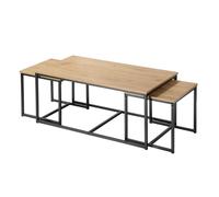 Casâme Calicosy Lot de 3 Tables Basses Gigognes Lenny Style Industriel | Meuble Gain de Place, Pour Salon, 100 x 50 x H 45 cm + 2 x 40 x 40 x H 40 cm