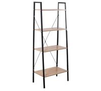 CASÂME Étagère de Rangement Lexie - 4 Niveaux - Métal noir et Imitation Chêne - Style Industriel - Meuble de Rangement - Pour Salon - Chambre - 60 x 32,5 x H148 cm
