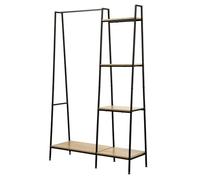 Casâme - Penderie d'Entrée 1 Tablette Basse - avec Tringle et 4 Étagères de Rangement - Meuble d'entrée - Décor Chêne - Style Industriel - L 101 x P 35 x H 160 cm