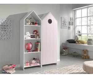 CASAMI Set 2 pcs. composé de : Armoire à étagères, armoire à 1 porte avec façade en rose