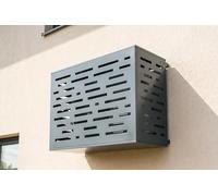 Casanoov Cache Climatisation Extérieur Amaro Arlberg Avec Face Inférieure Taille S - 90 x 68 x 60 cm - Acier Gris Anthracite Motif Lignes - Protection Robuste Design Unité Extérieure Pompe À Chaleur