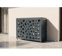 Casanoov Cache Climatisation Extérieur Amaro Sunny Taille S 90 x 68 x 60 cm - Acier Gris Anthracite Motif Galets - Protection Solide Élégante Design Unité Extérieure Pompe À Chaleur Durable