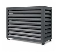 Casanoov Cache Climatiseur Exterieur Amaro Taille S - 90 x 68 x 60 cm - Acier Gris Anthracite Lames Persiennes - Protection Robuste Solide - Design Unité Extérieure Pompe À Chaleur Monobloc Clim PAC
