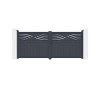 Casanoov Portail battant 3,4m HALTI H.140cm alu + portillon HALTI H140 gris