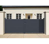 Casanoov Portail battant 3,5m EIGER H.115cm + Portillon 1m EIGER H.115cm aluminium gris
