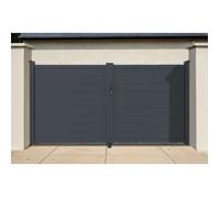 Casanoov portail battant 3 5m eiger h.160cm gris + 2 poteaux en aluminium gris elda