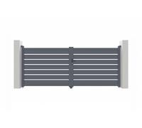 Casanoov Portail battant 3,5m VOGEL H.140cm + Portillon 1m VOGEL H.140cm aluminium gris