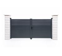 Casanoov Portail battant 3m CARPATIA H. 140 cm alu + Portillon 1m CARPATIA H.140 alu GRIS