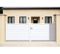 Casanoov Portail battant 3m EIGER H.115cm + Portillon 1m EIGER H.115cm aluminium blanc