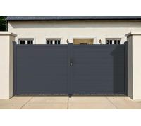 Casanoov Portail battant 3m EIGER H.140cm + Portillon 1m EIGER H.140cm aluminium gris