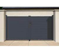 Casanoov Portail battant 3m EIGER H.160cm + Portillon 1m EIGER H.160cm aluminium gris