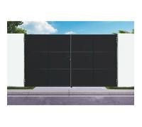Casanoov portail battant acier 3,5m nali h.200cm noir + portillon h.200cm noir