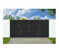 Casanoov Portail battant acier 3,5m NALI VELETA H.180cm noir + Portillon H.180cm noir