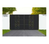 Casanoov portail battant acier 3m nali arlberg h.160cm noir + portillon h.160cm noir