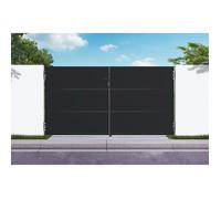 Casanoov portail battant acier 3m nali h.160cm noir + portillon h.160cm noir