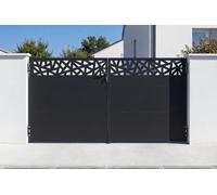 Casanoov Portail battant acier 3m NALI RUIVO H.160cm noir + Portillon H.160cm noir