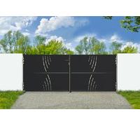Casanoov Portail battant acier 3m NALI VELETA H.120cm noir + Portillon H.120cm noir