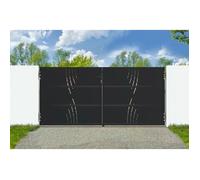 Casanoov Portail battant acier 3m NALI VELETA H.160cm noir + Portillon H.160cm noir