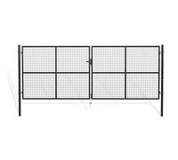 Portail battant grillagé 4m OLGA 400B150 GRIS, avec poignée, serrure et clé