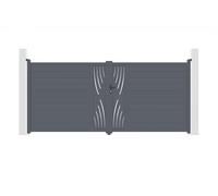 CASANOOV Portail Battant Motorisé VELETA 392x176 cm (4x1,8 m - 7 m²) Aluminium Gris RAL7016 - Motif Nature - Motorisation TANKER B700 - Portail Électrique 2 Battants